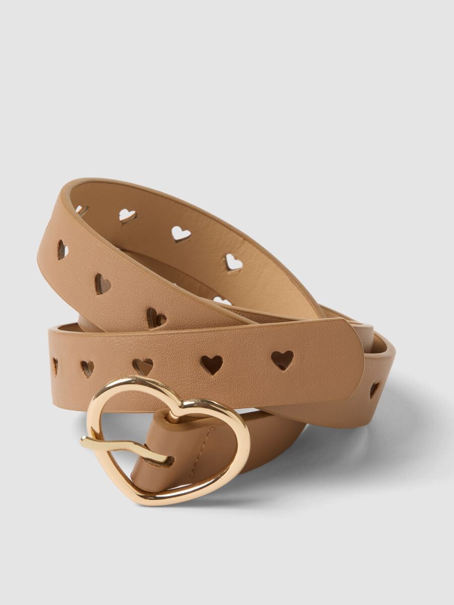 Cintura marrone con fibbia a cuore traforata_1