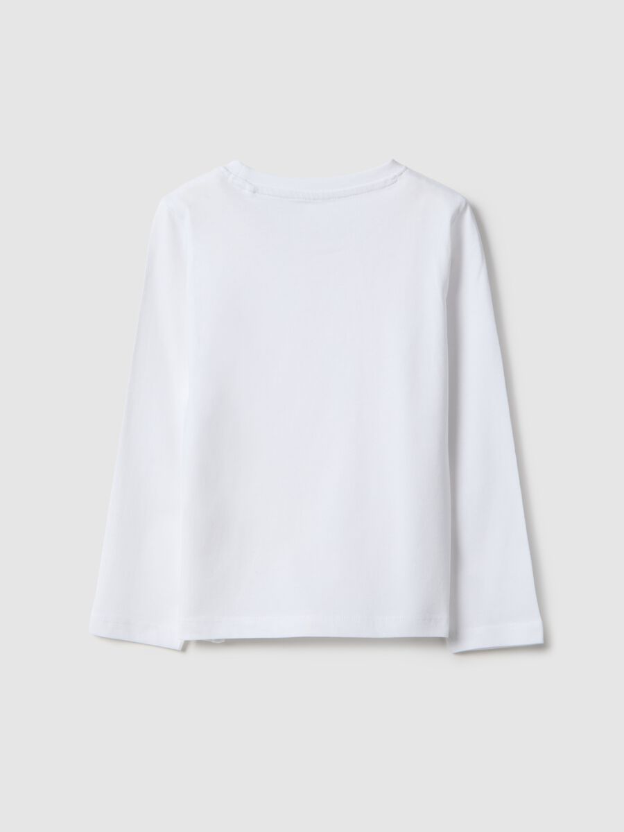 Girls' long-sleeve white cotton T-shirt, regular fit_1