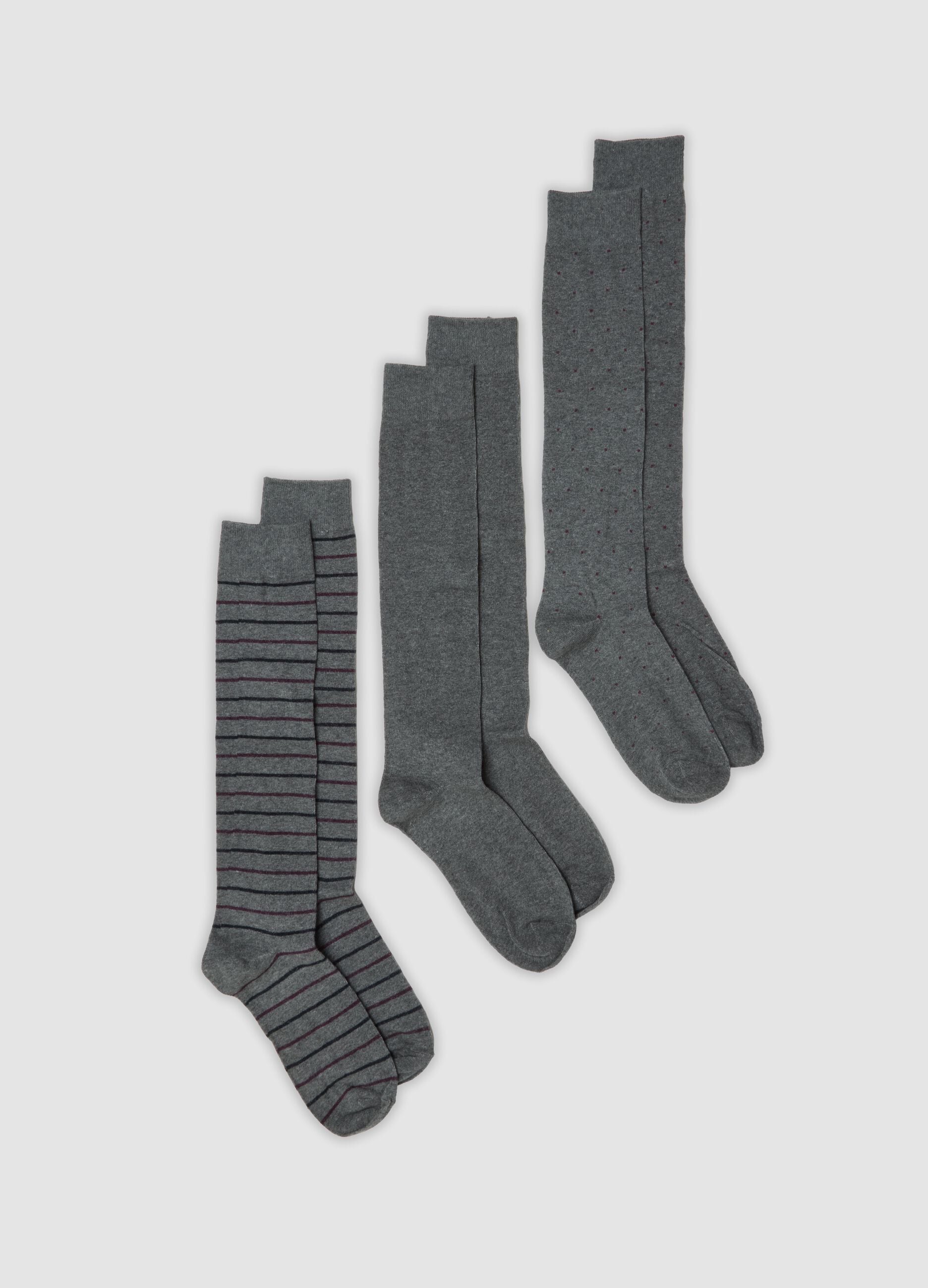 3-Pack of Grey Long Socks in Stretch Organic Cotton