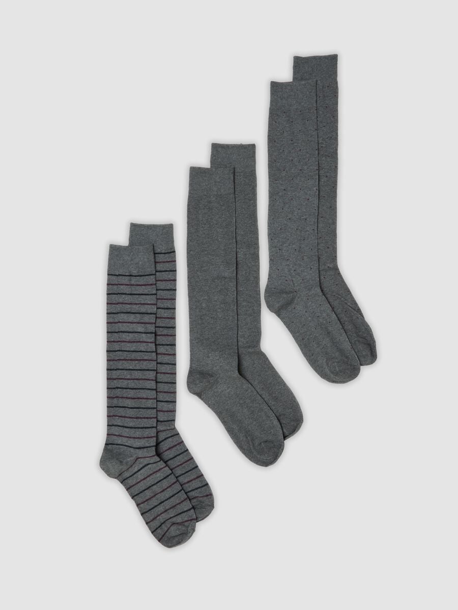 3-Pack of Grey Long Socks in Stretch Organic Cotton_0