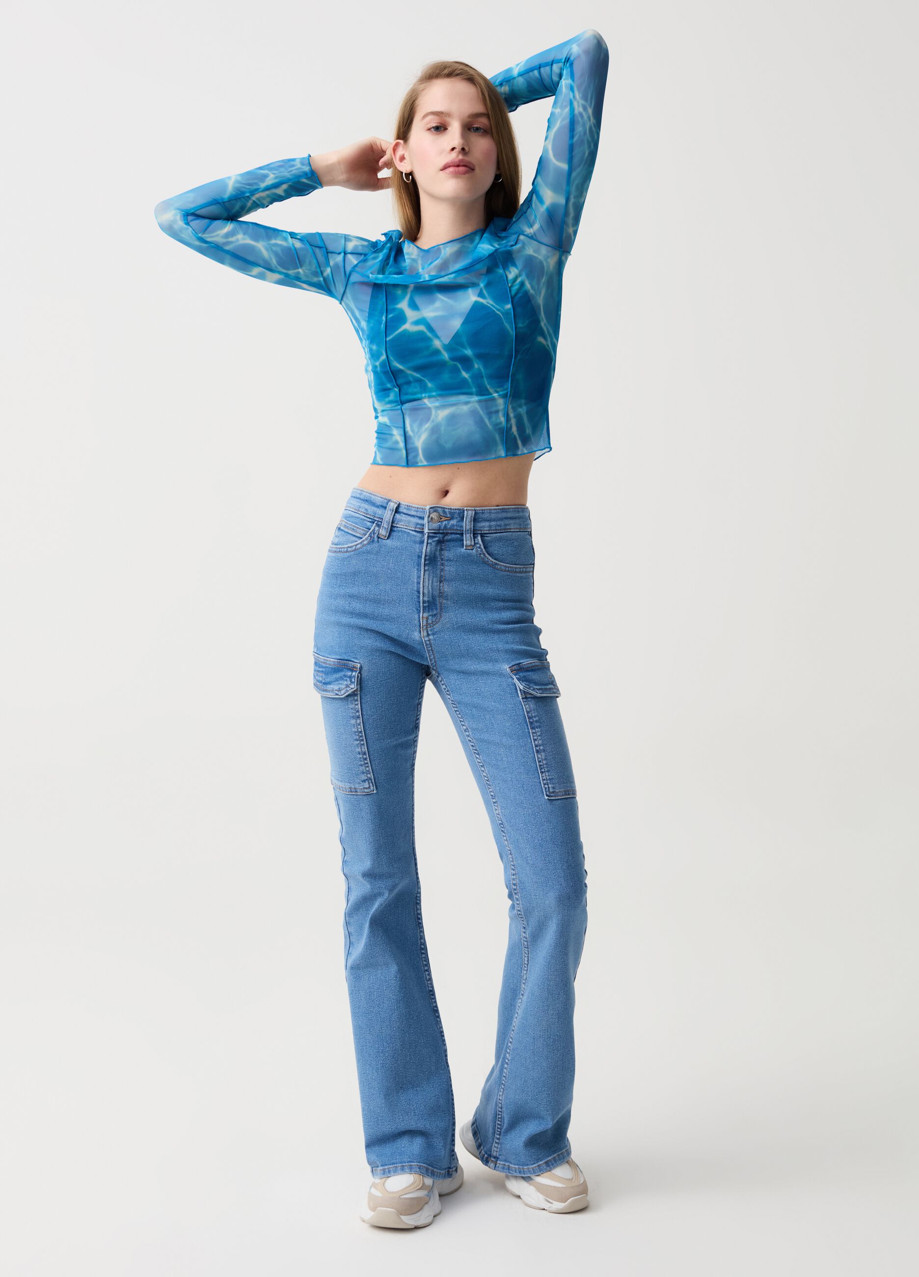 Jeans flare fit cargo