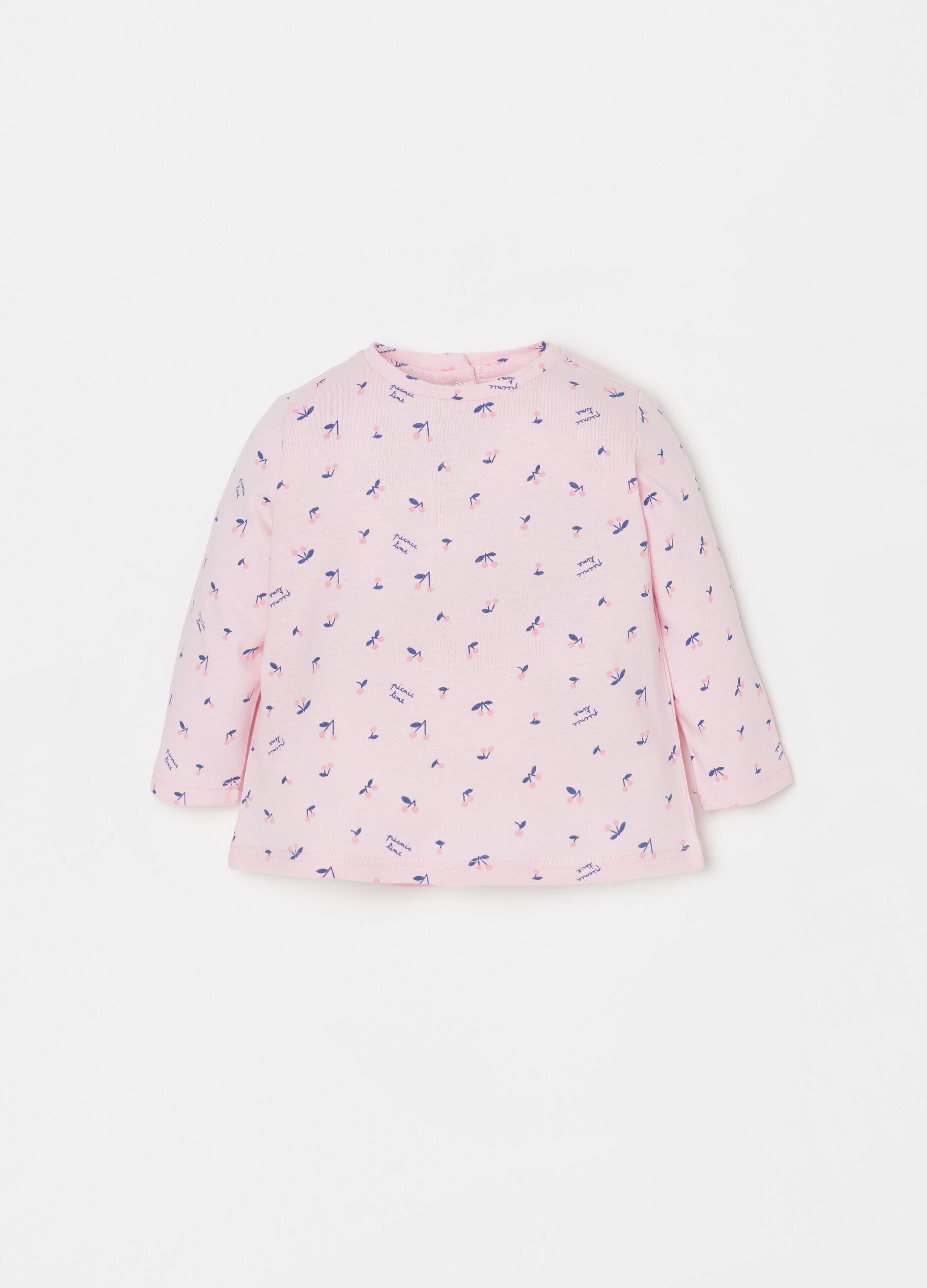 T-shirt with cherries print and long sleeves