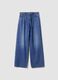Jeans blu wide leg a vita alta in puro cotone_5