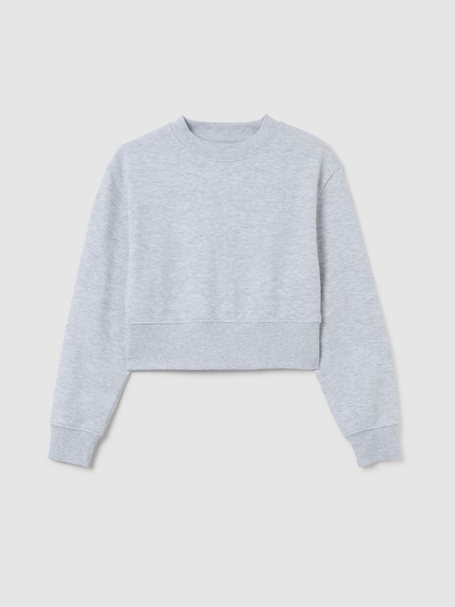 Girls' grey regular fit pure cotton sweatshirt_3