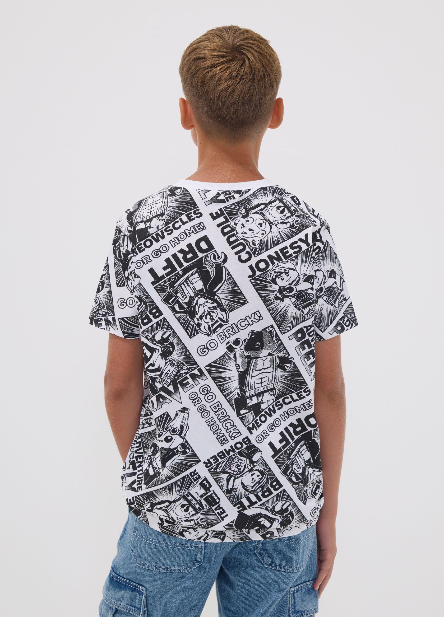 Multicolour pure cotton kids' regular fit T-shirt with prints
