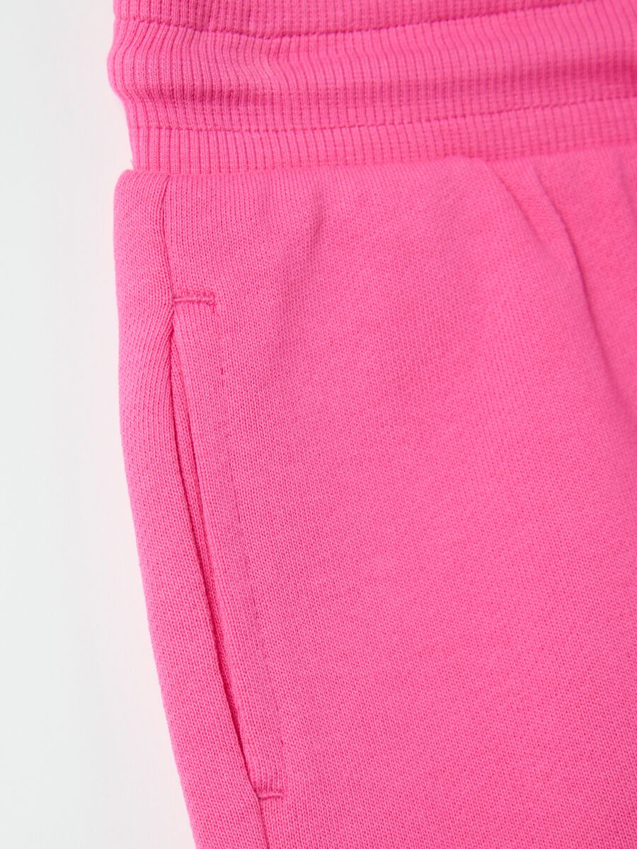 Pink French terry shorts with drawstring_3