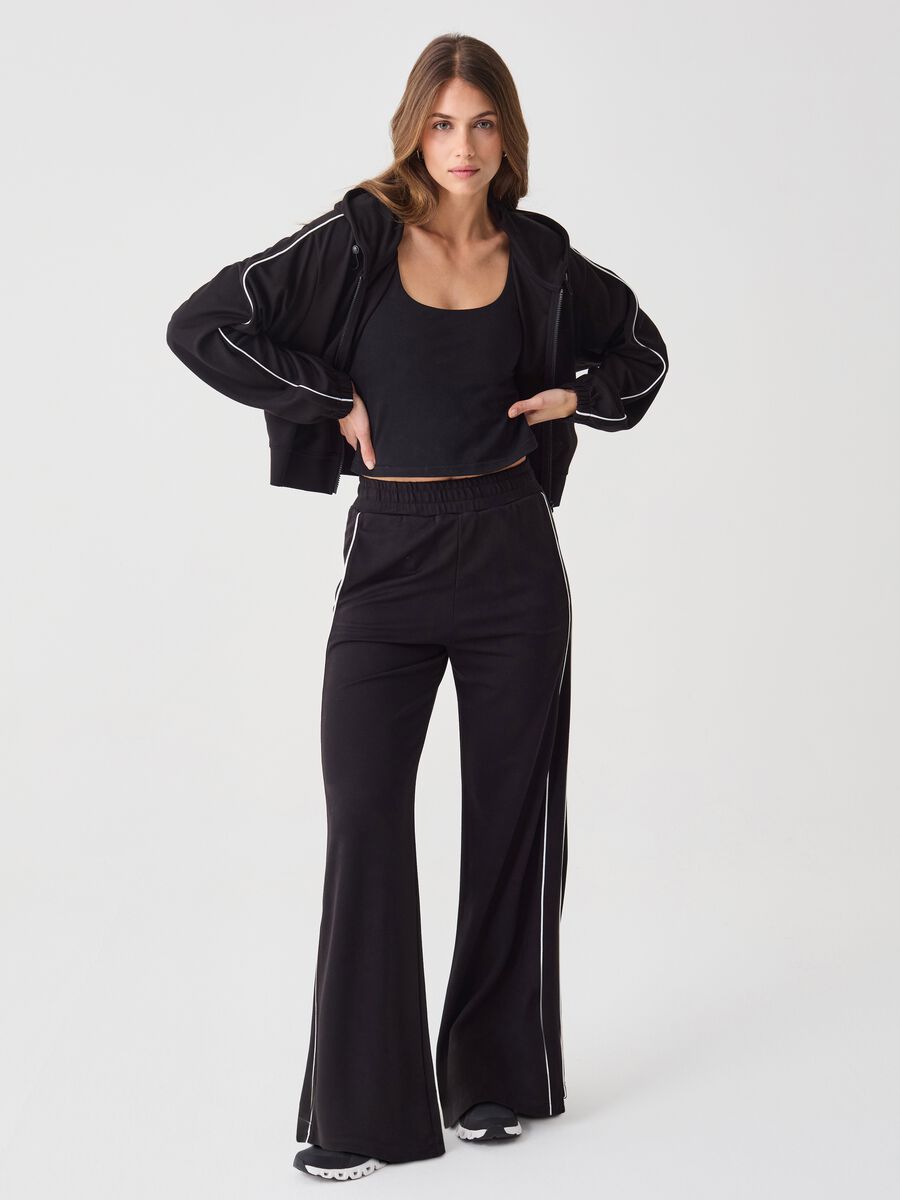 ALTAVIA STUDIO crop full-zip sweatshirt with hood and piping_1