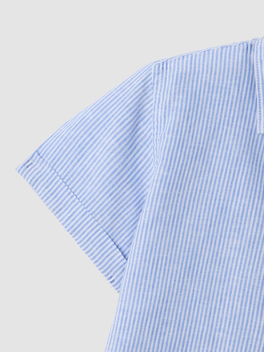 Boys&rsquo; light blue striped linen-cotton blend shirt, regular fit_3