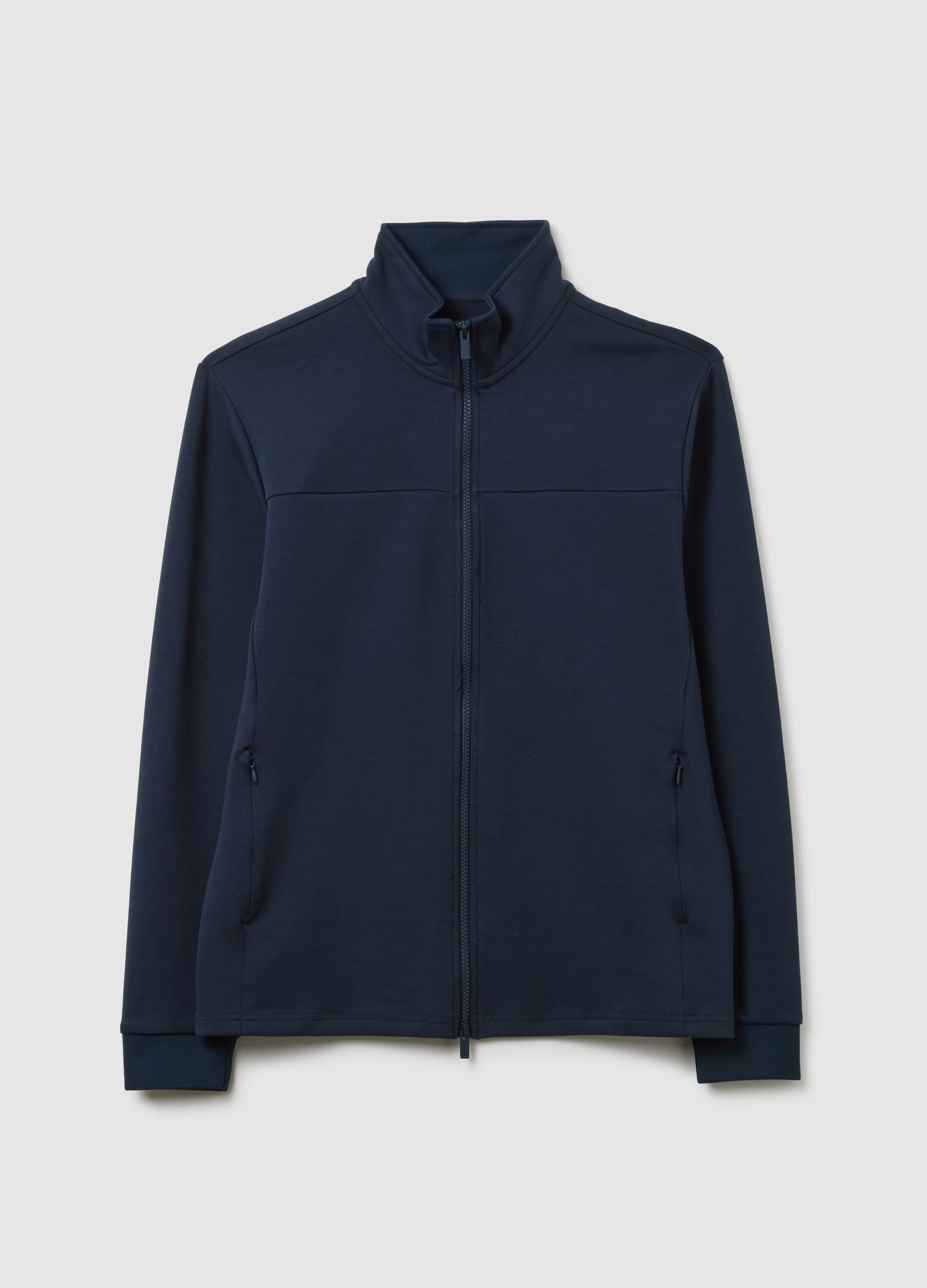 Felpa in misto cotone blu regular fit con zip