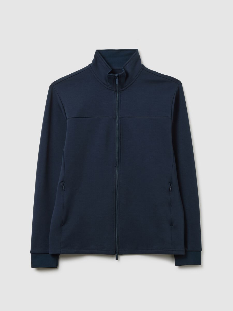 Felpa in misto cotone blu regular fit con zip_0