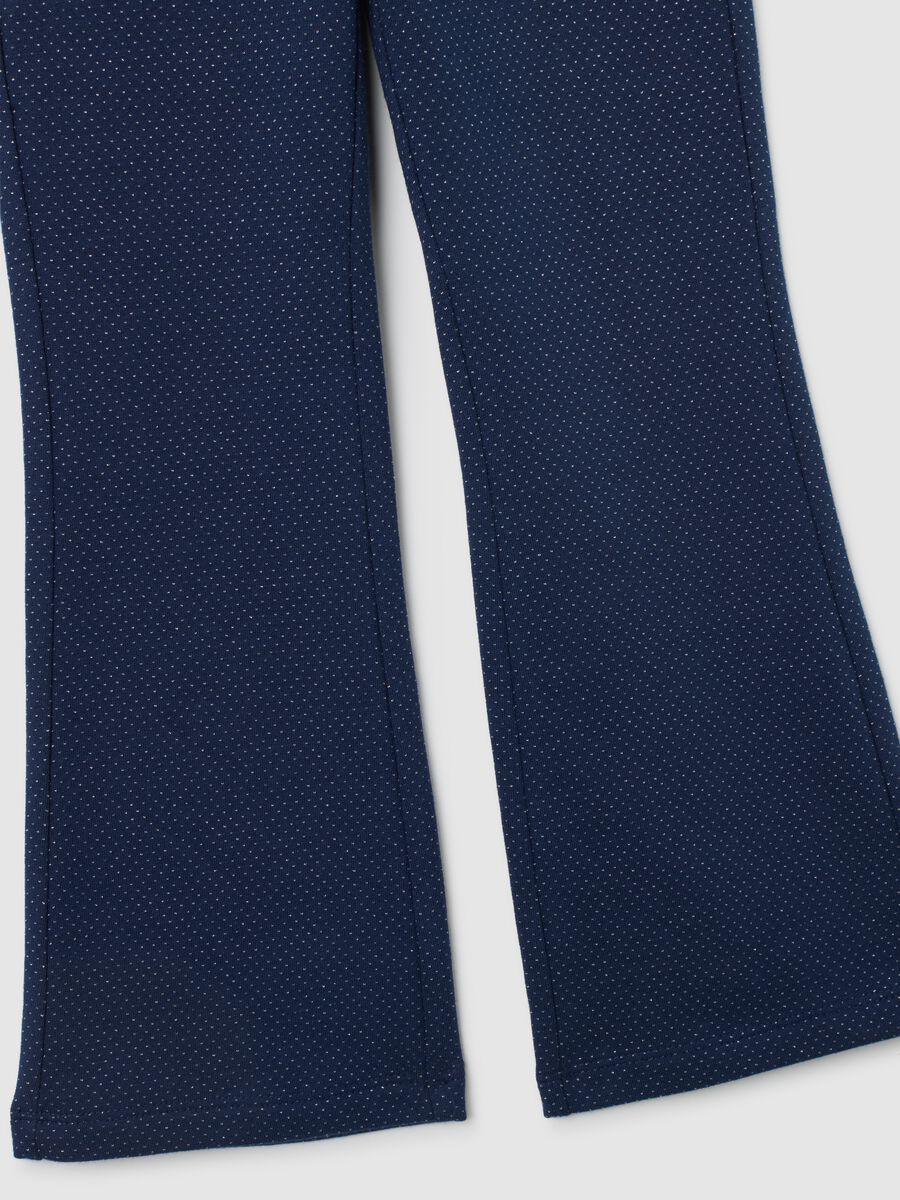 Girls' Blue Flare Polka Dot Leggings in Stretch Cotton_3