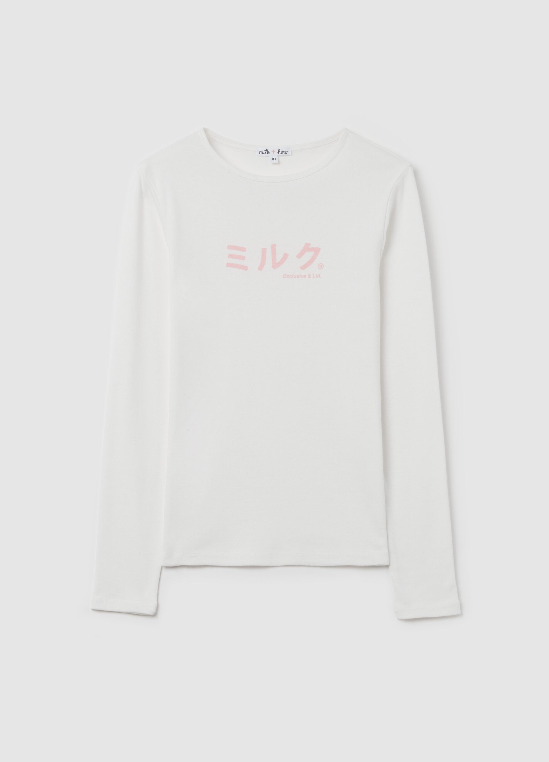 MILK+HERO T-shirt in cotone con maniche lunghe