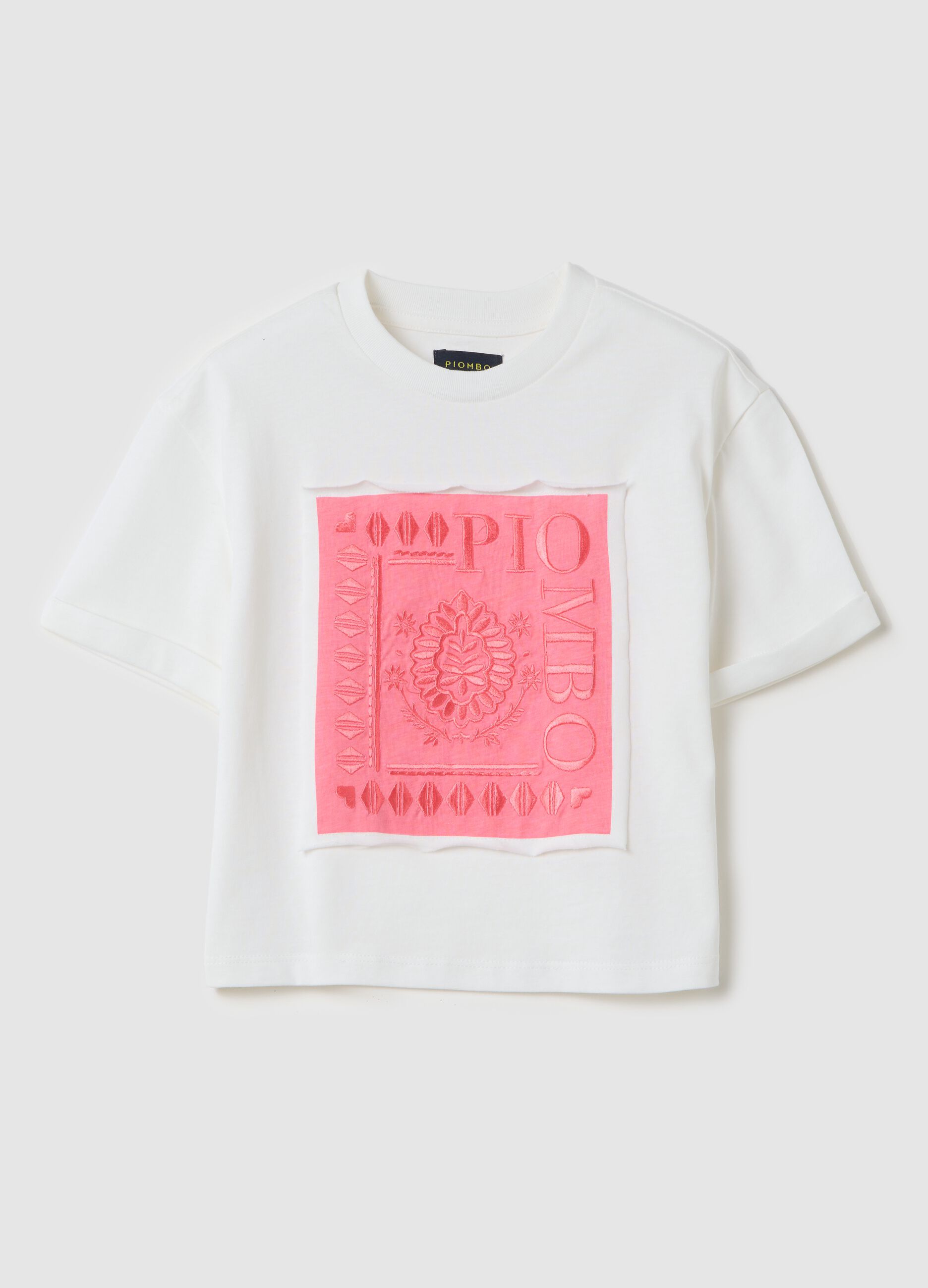 White short-sleeved T-shirt in 100% cotton