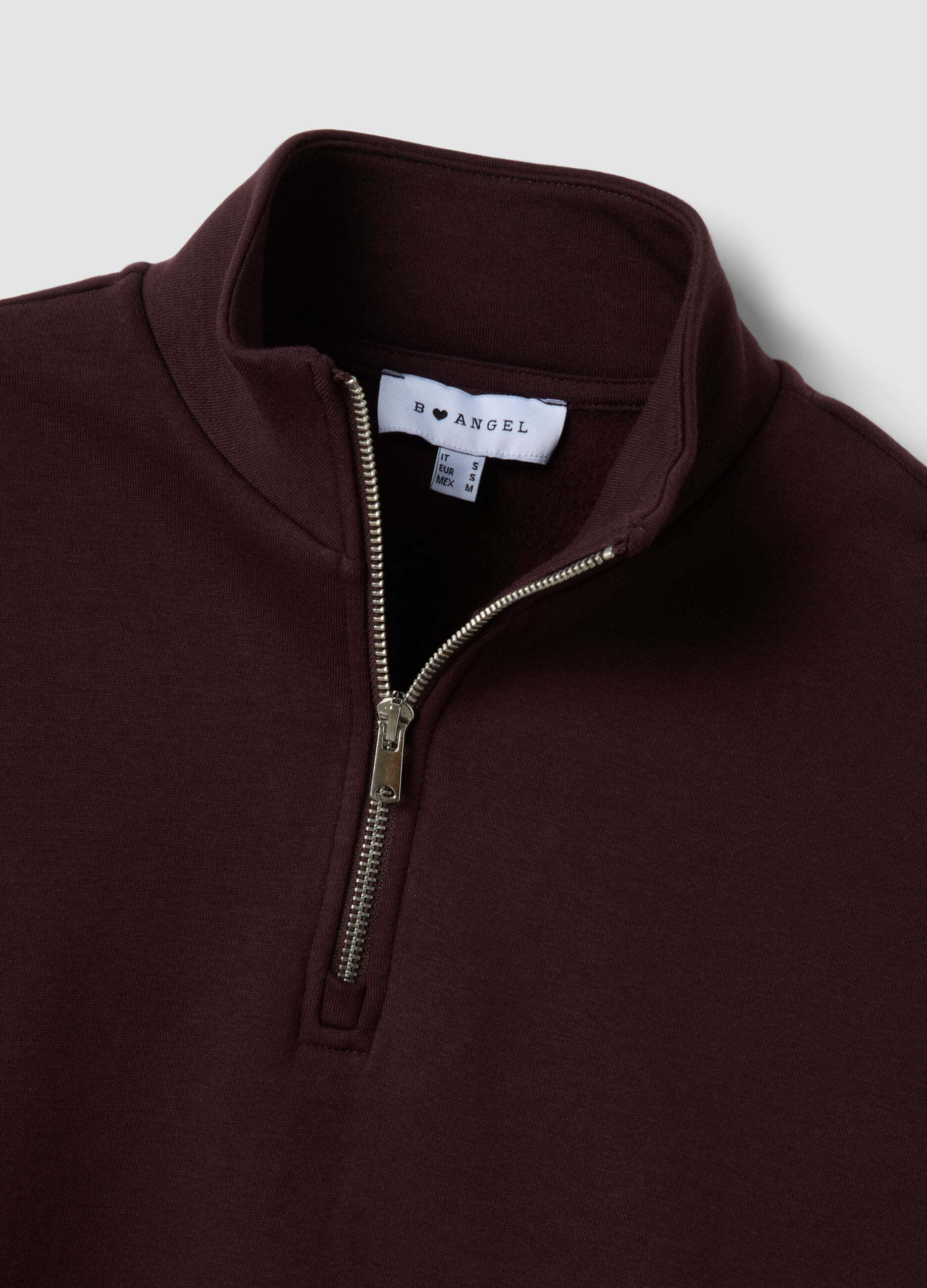 Purple cotton-blend layered half-zip sweatshirt, regular fit
