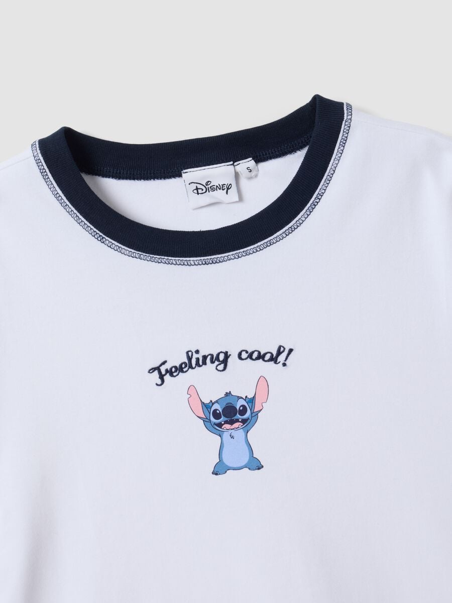 White stretch cotton T-shirt with Stitch print, regular fit_5