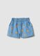 Sky-blue pure cotton shorts with embroidery_0