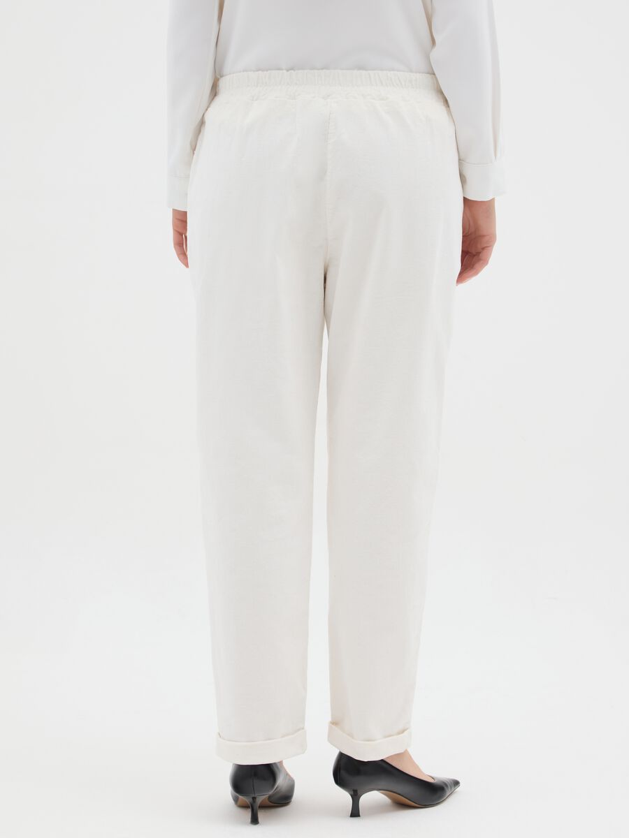 Pantaloni in cotone elasticizzato bianchi regular fit_2