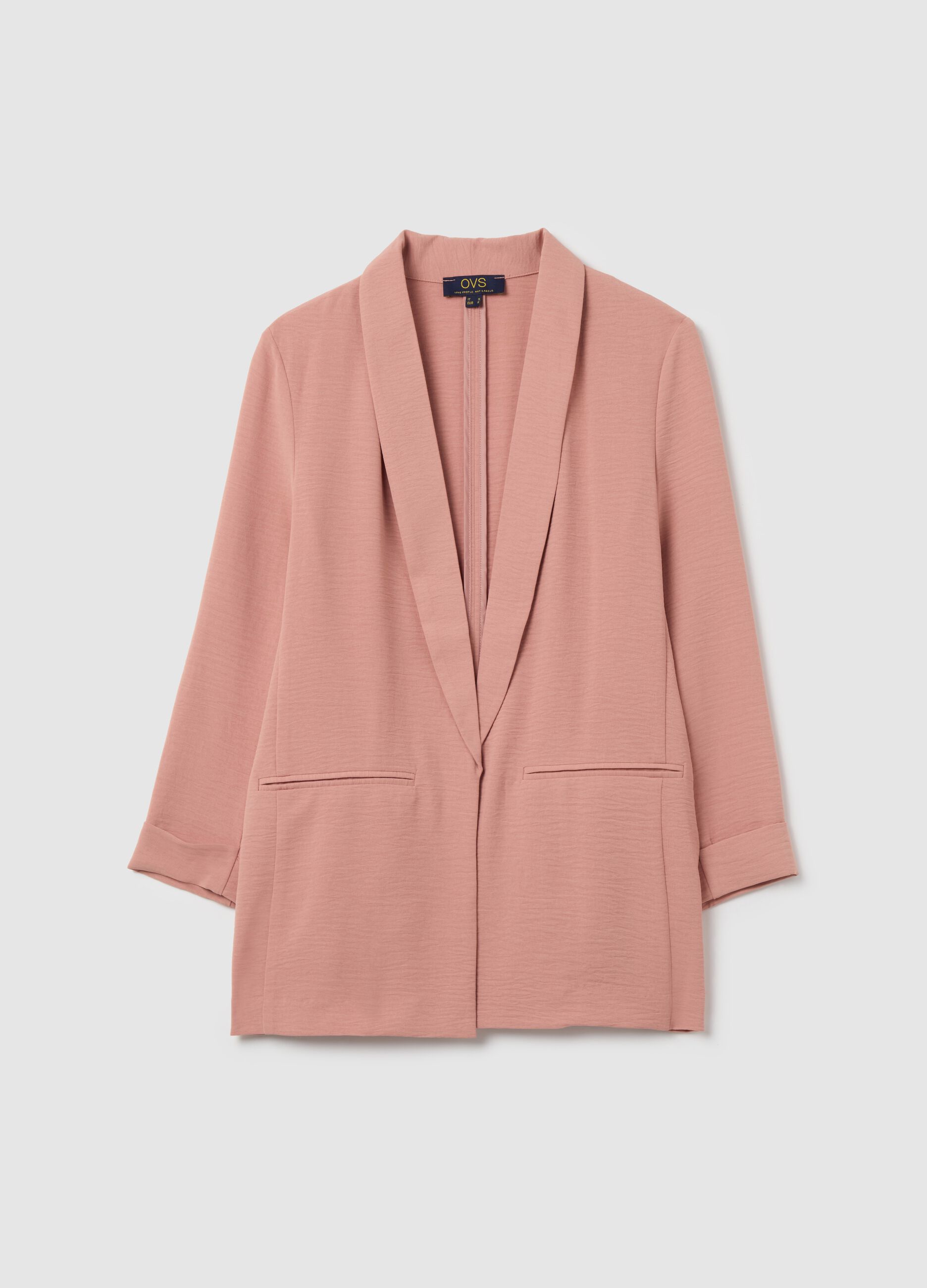 Blazer fluido aperto effetto crinkle