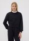 Black sweatshirt in organic cotton and viscose blend with ribbed collar_1