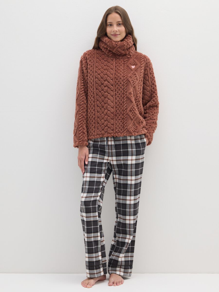 Multicolour regular fit cotton blend pyjama trousers_0