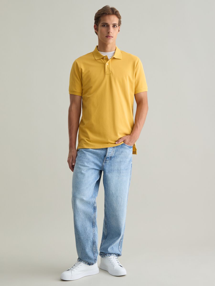 Yellow Short Sleeve Cotton Polo by Piombo_1