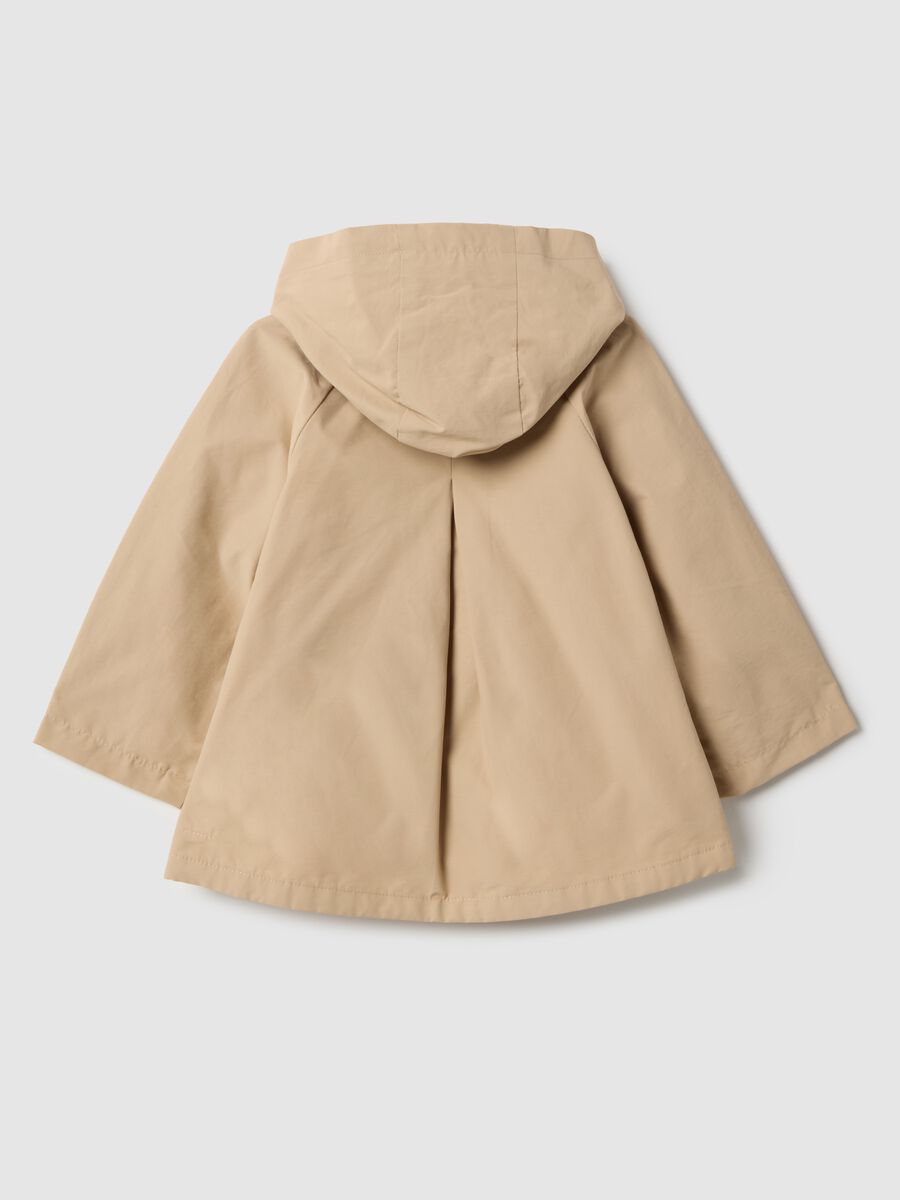 Beige cotton blend regular fit jacket for girls_1