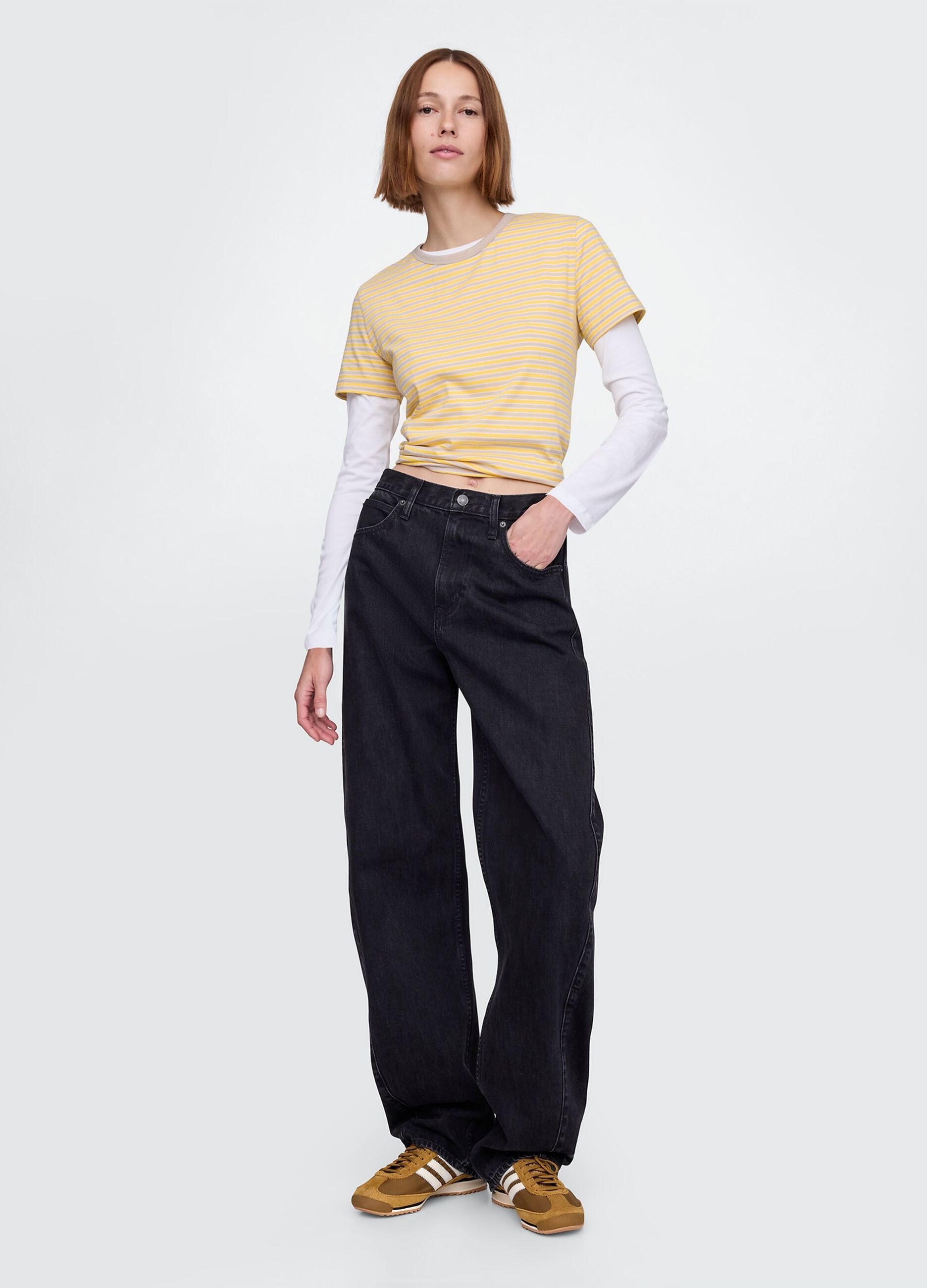 Yellow striped cotton T-shirt by Gap