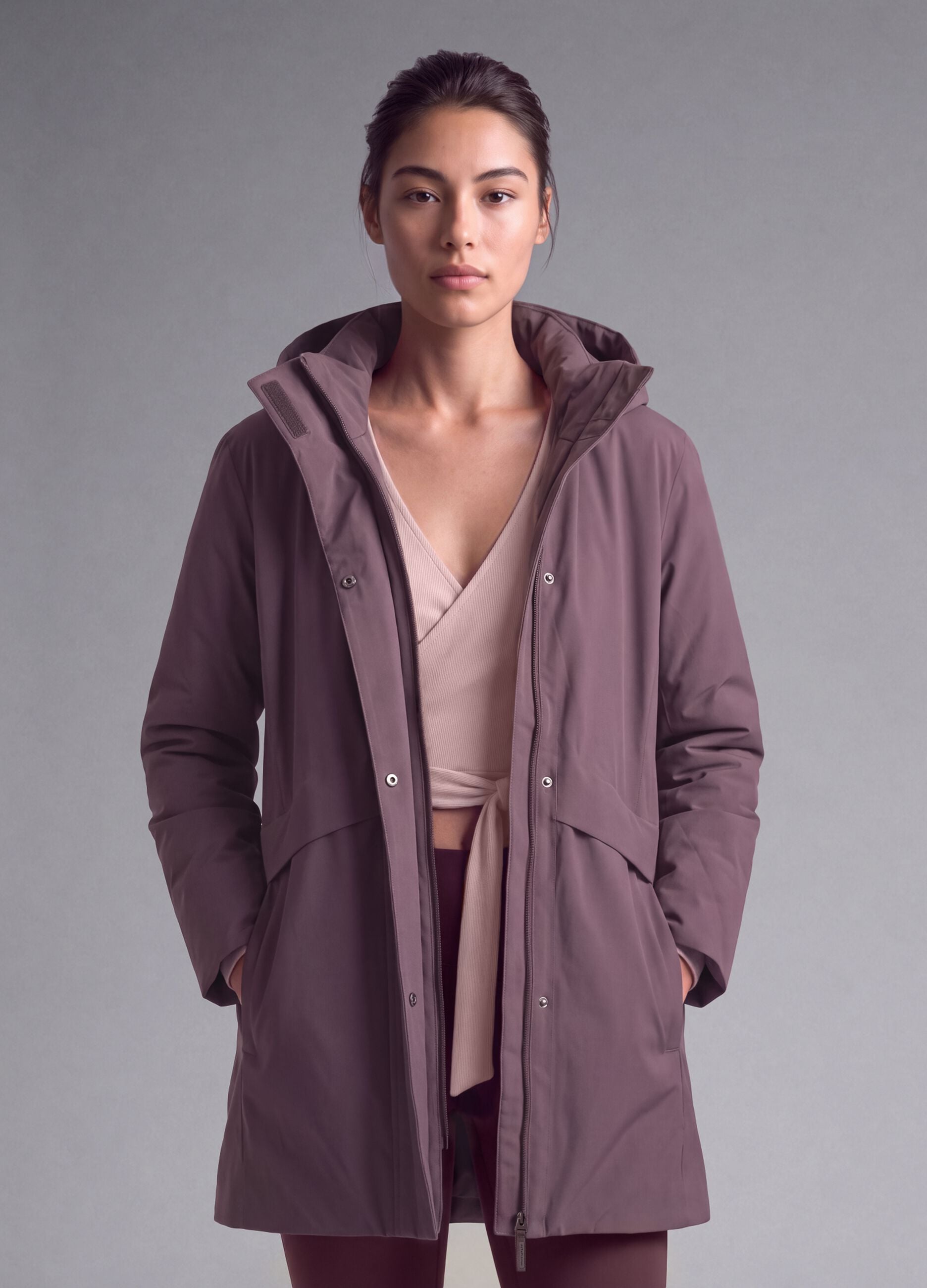 Water-repellent, breathable padded purple parka with hood ALTAVIA STUDIO