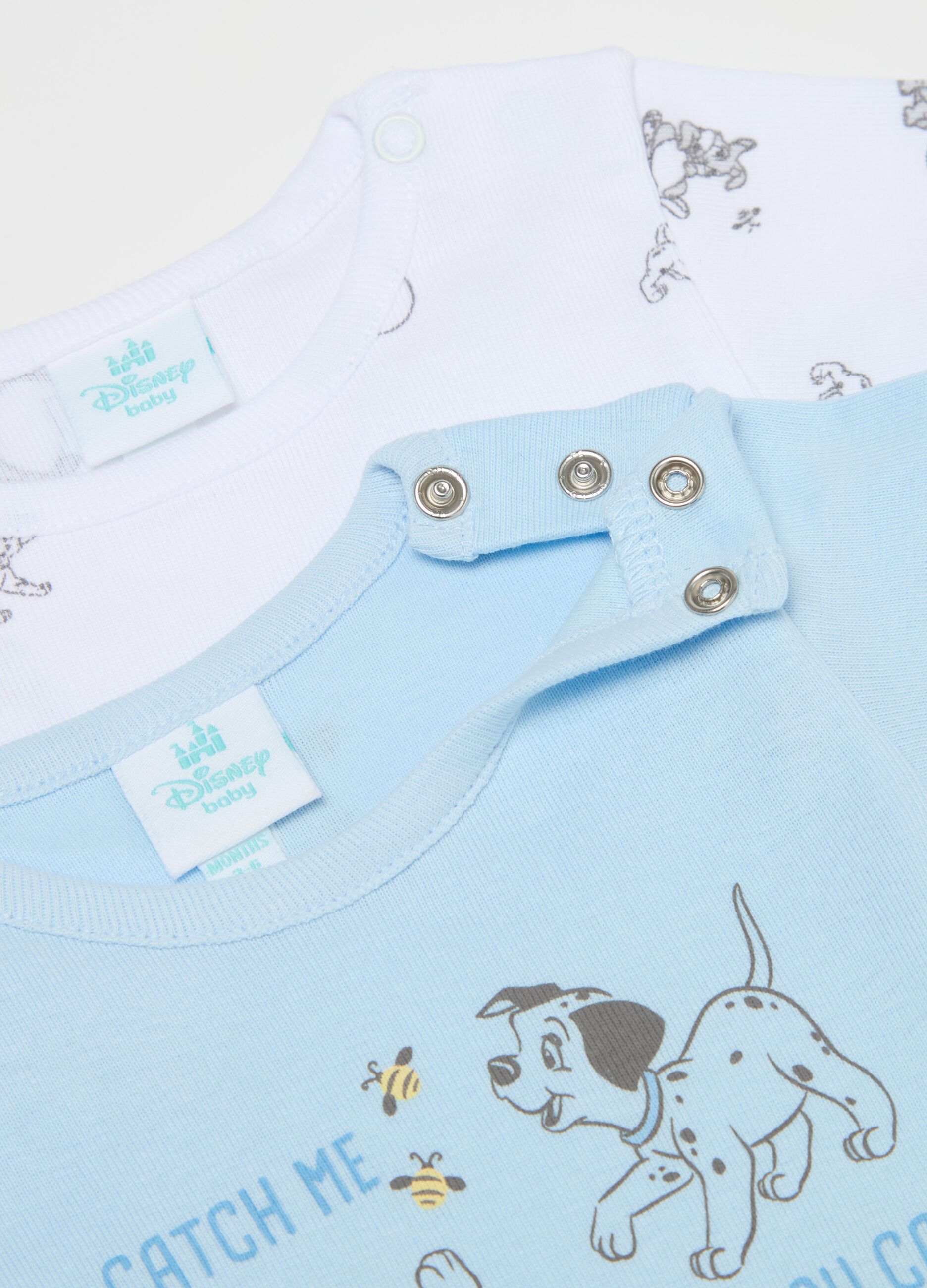 Two-pack short-sleeved bodysuits with Lucky and Rolly print