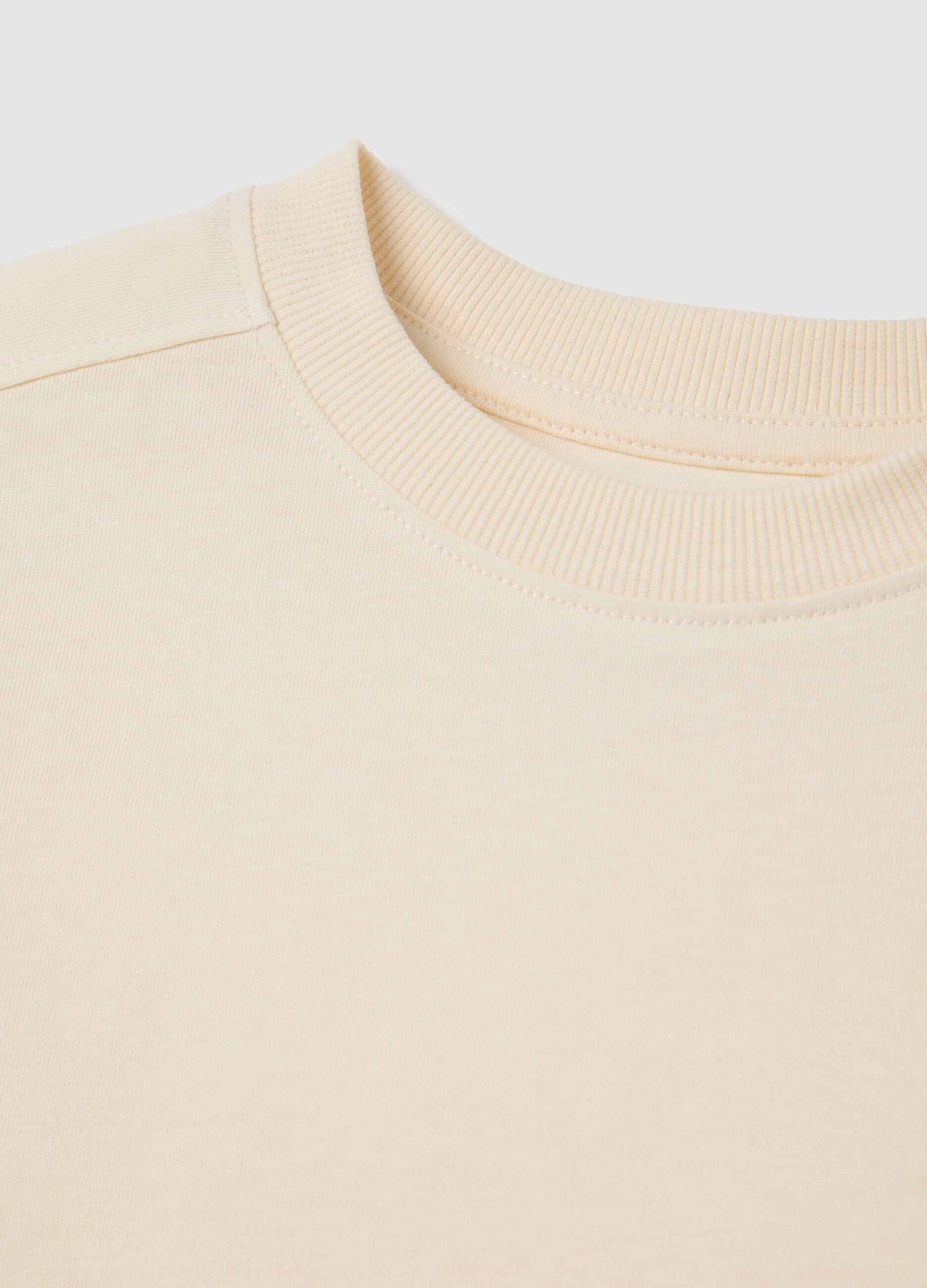 T-shirt da bambino in puro cotone beige regular fit