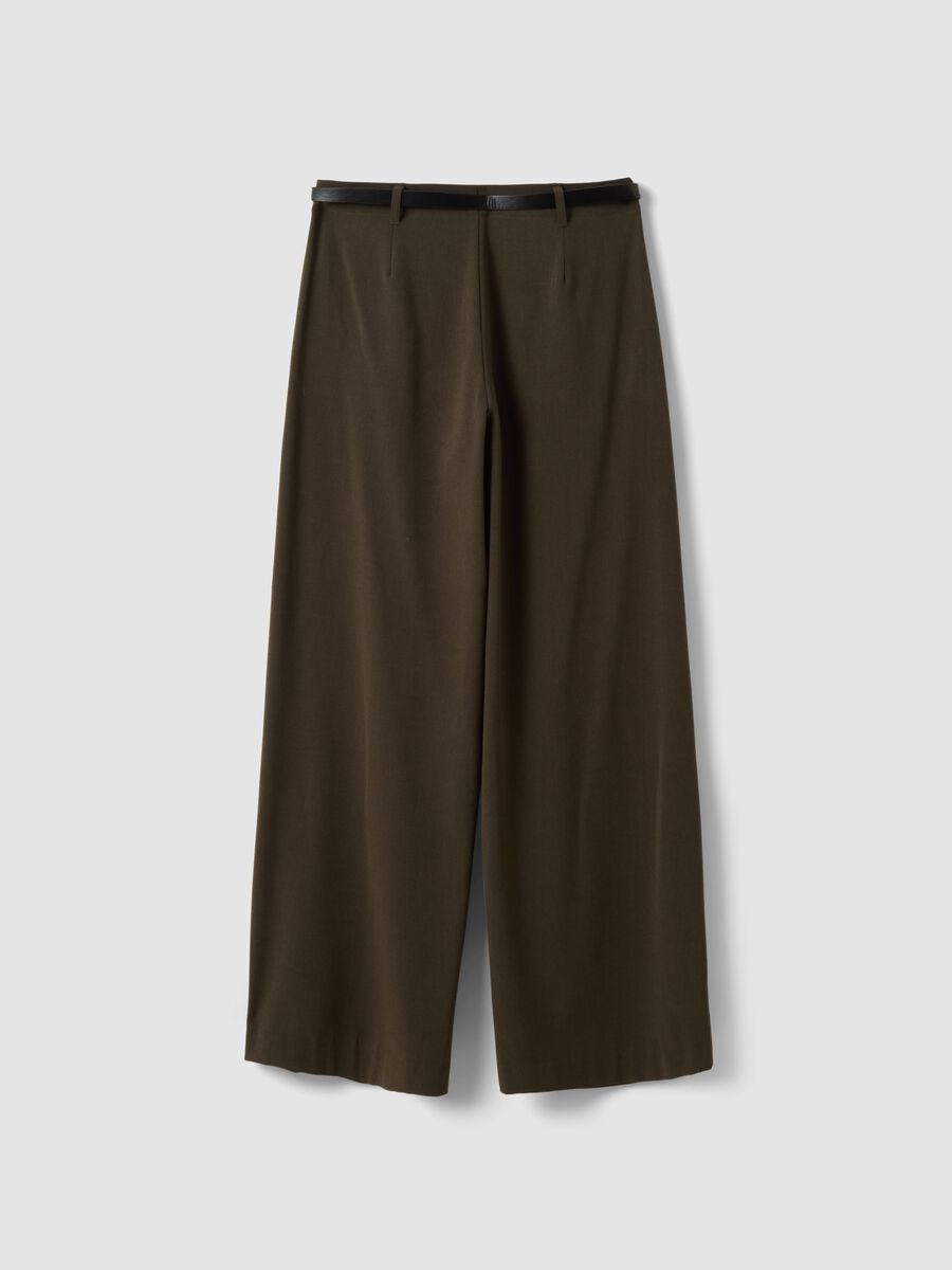 Brown wide-leg stretch viscose trousers_2