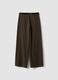 Brown wide-leg stretch viscose trousers_2