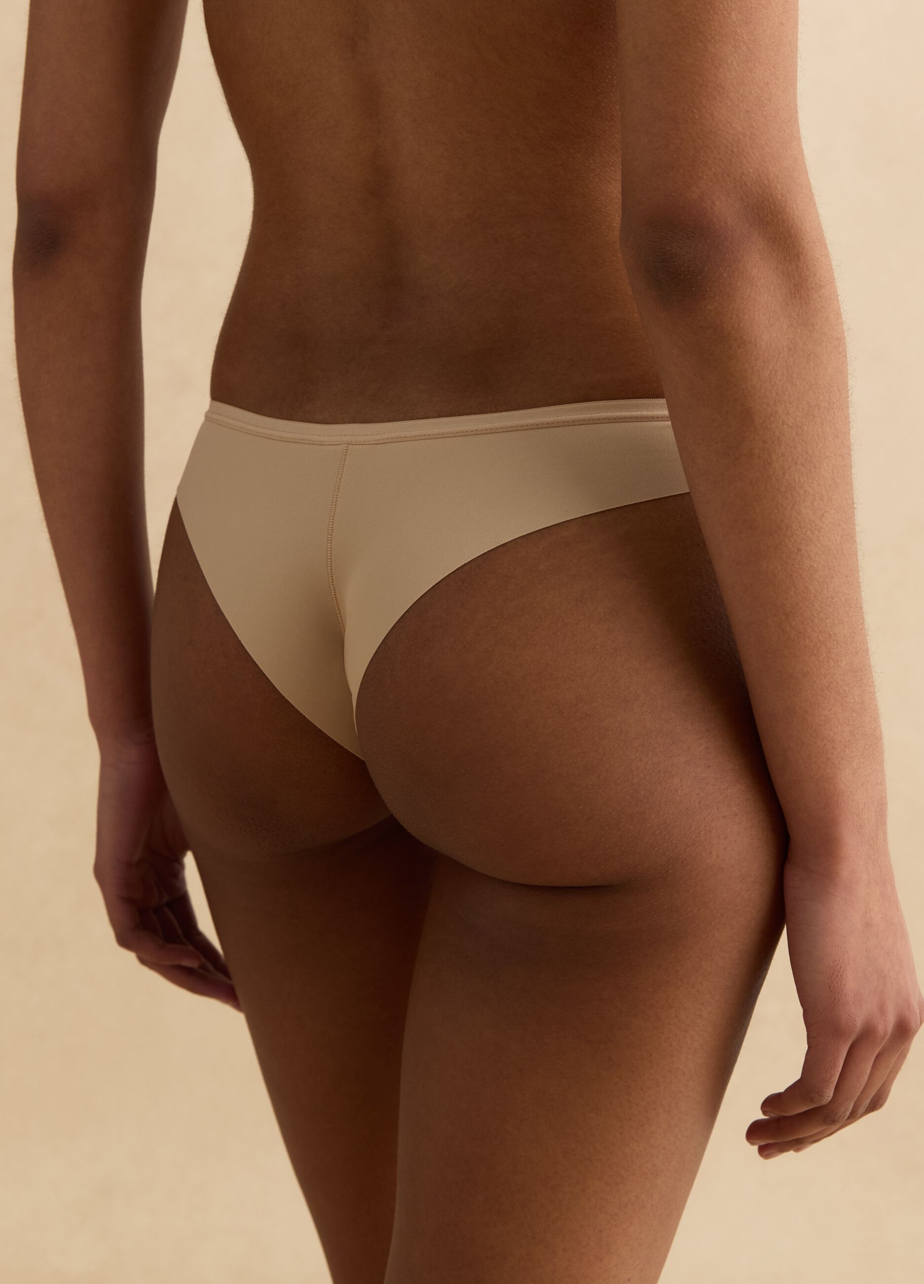 Beige slim fit Brazilian briefs