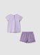 Pigiama corto in puro cotone viola da neonata regular fit con stampa_1
