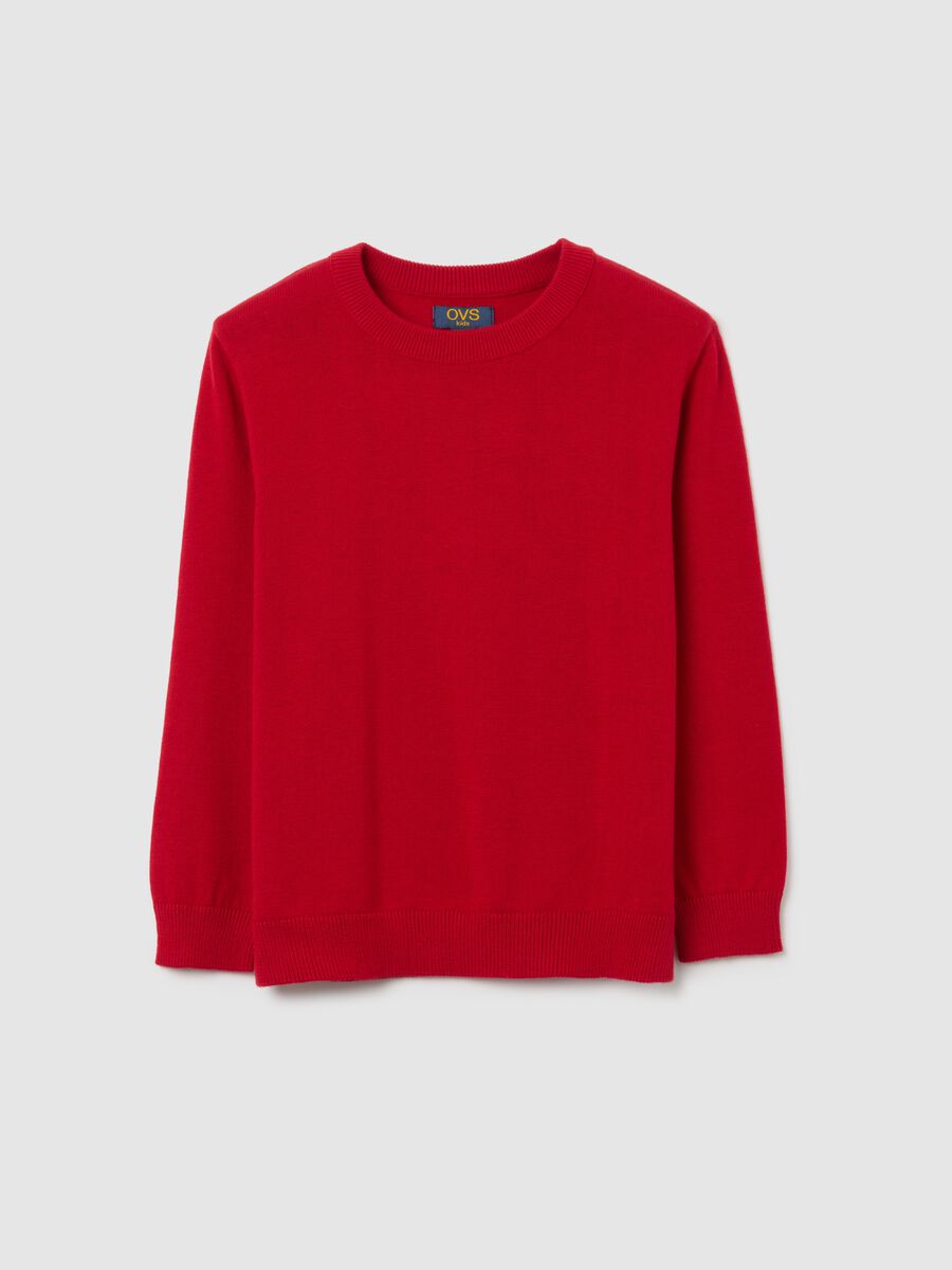 Maglione da bambino in puro cotone rosso vestibilità over_0