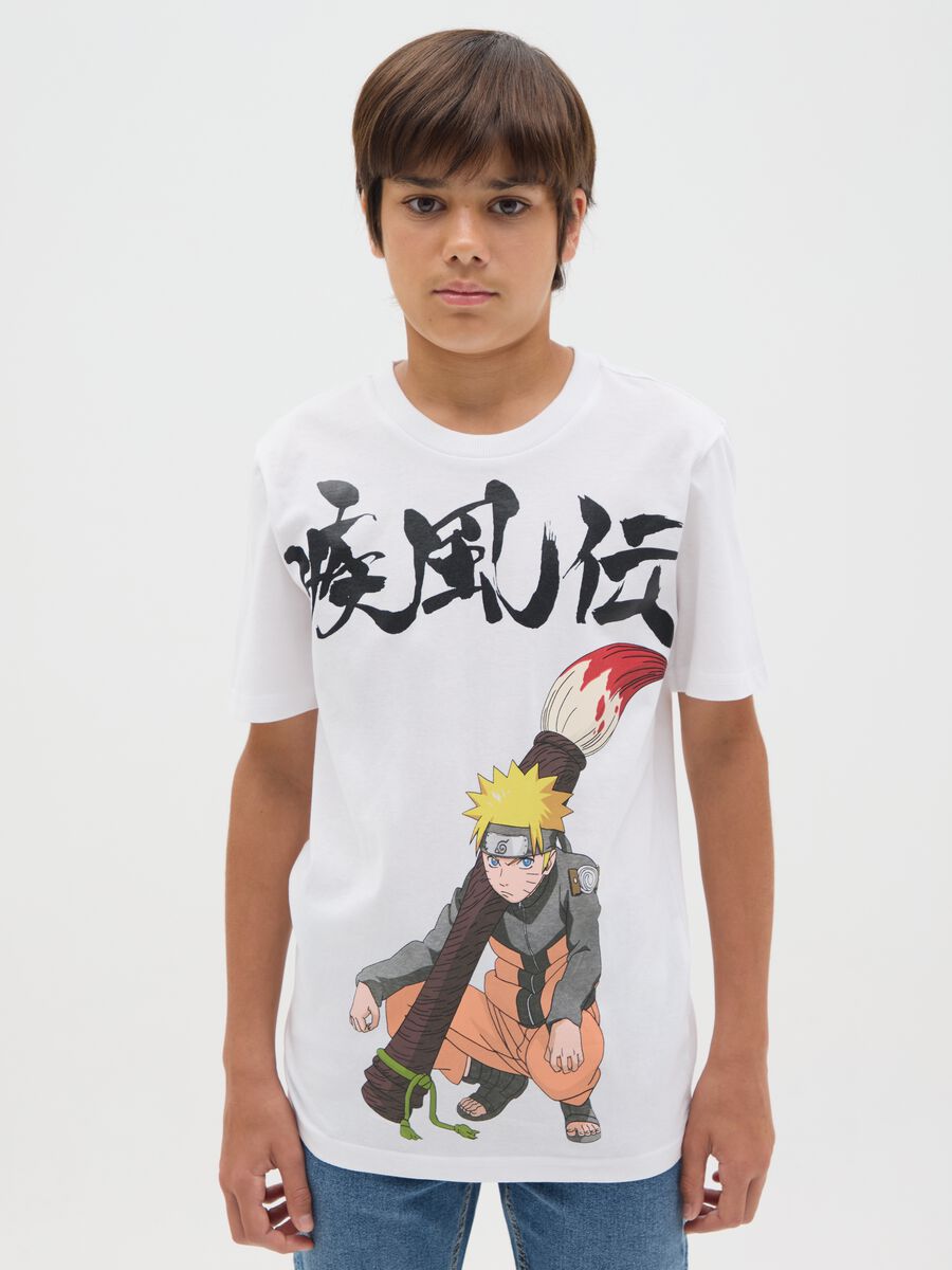 T-shirt da ragazzo in puro cotone bianca oversize_0