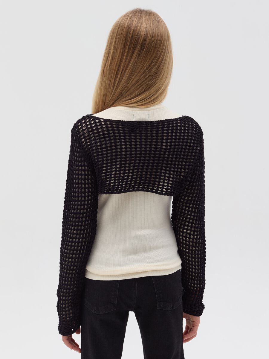 Openwork knit cropped cardigan_2