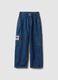 Children's relaxed fit striped blue cotton blend cargo trousers_3