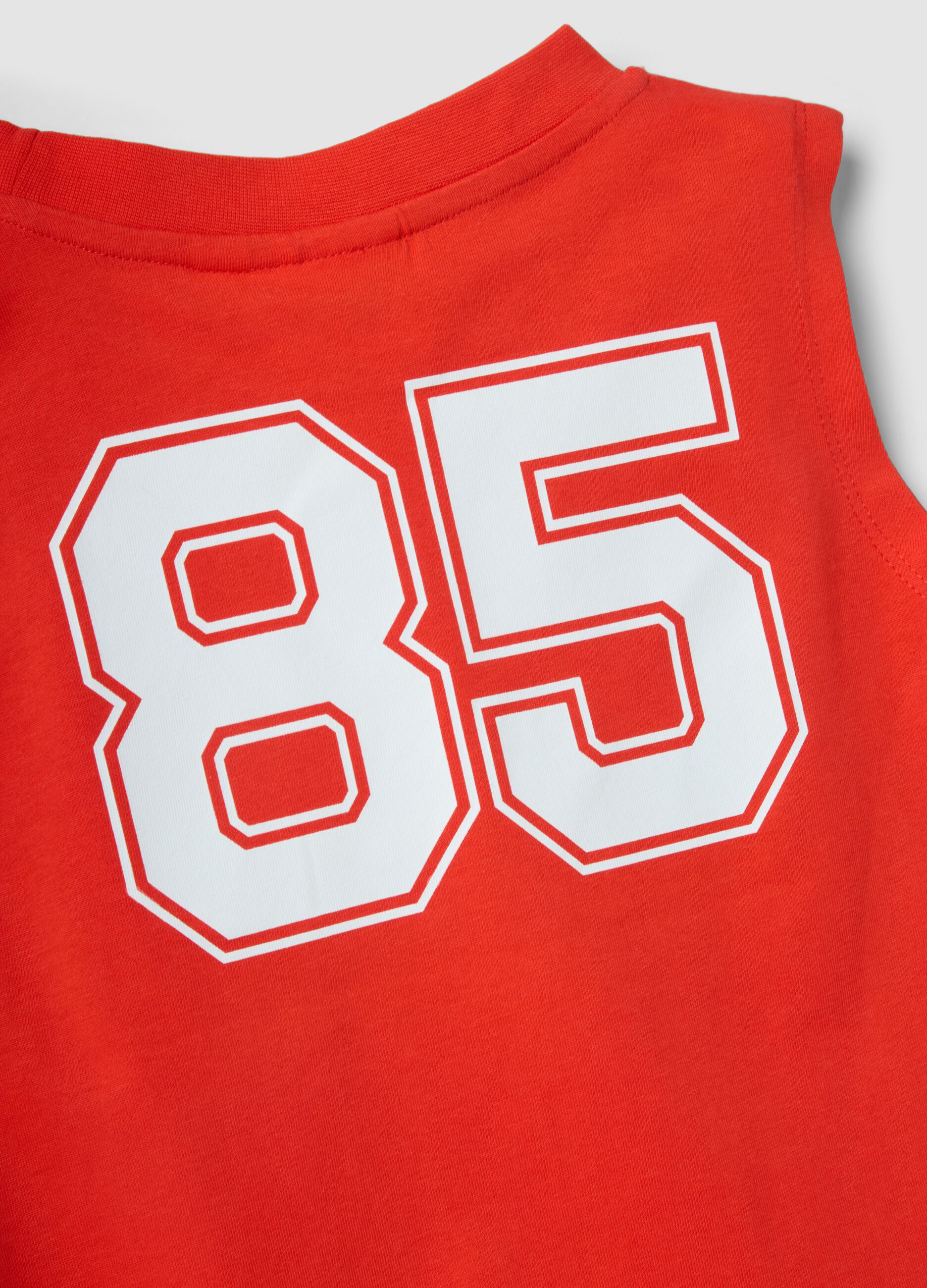 Canotta rossa in puro cotone con stampa Super Mario Bros per bambino