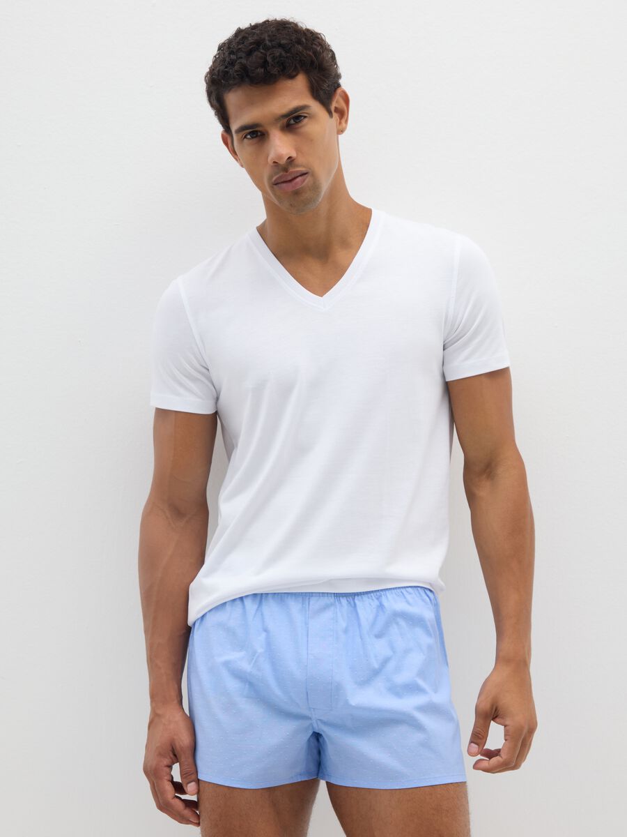 Bipack di t-shirt in cotone Supima con scollo a V profondo nere _0