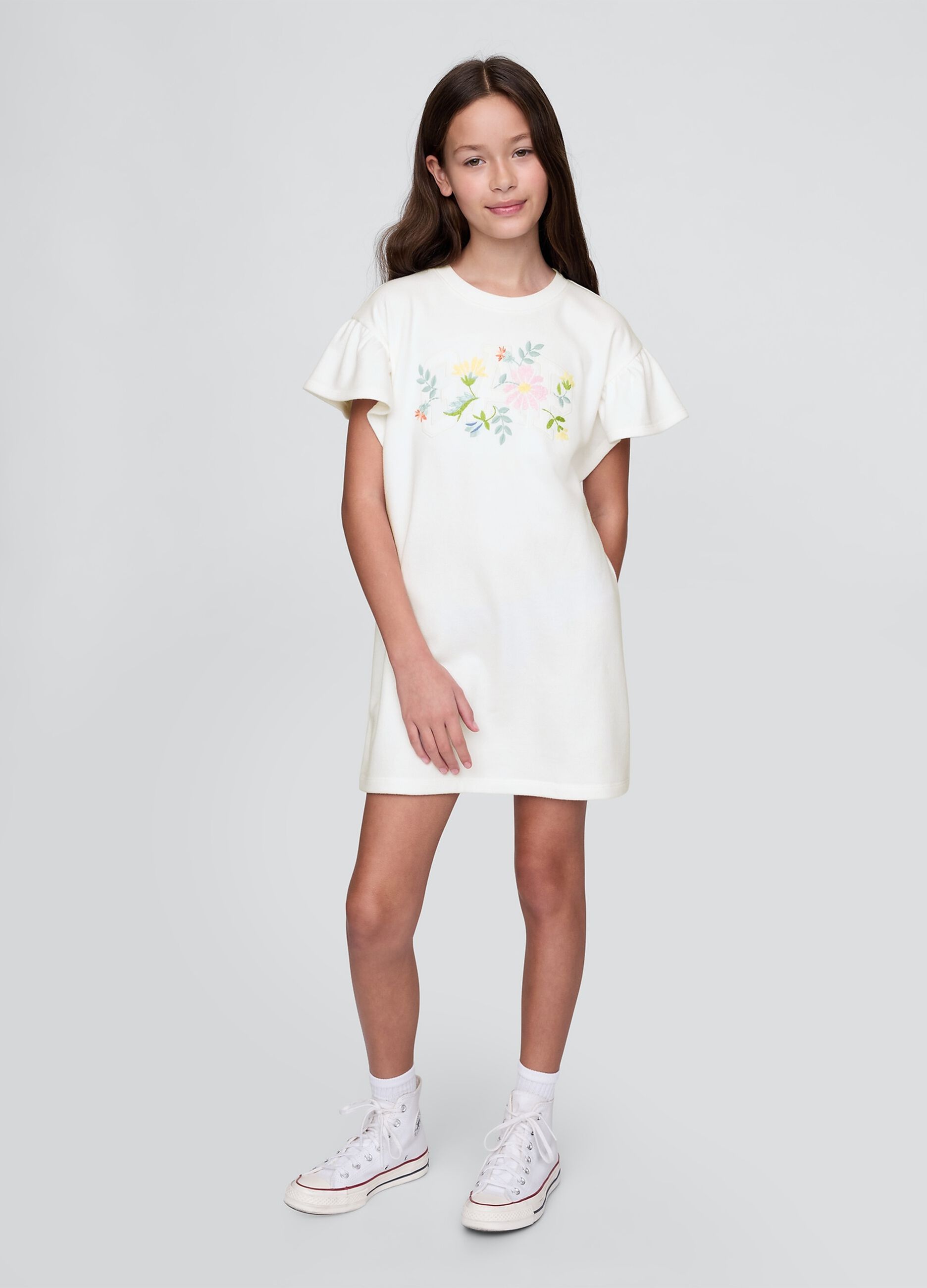 White dress with floral print GAP Kids