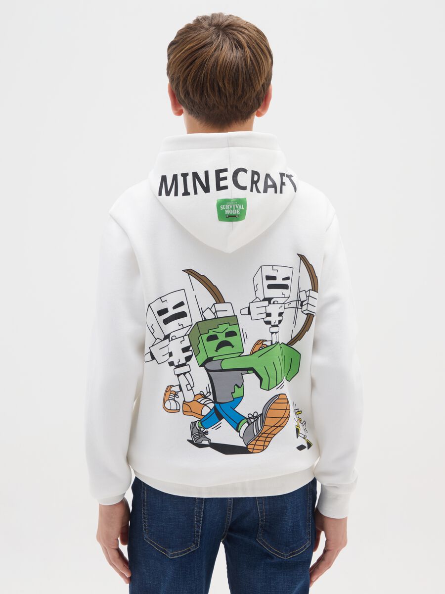 Felpa da bambino in misto cotone bianca regular fit con stampa Minecraft_1