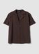 Brown oversized short-sleeve viscose-blend shirt_4