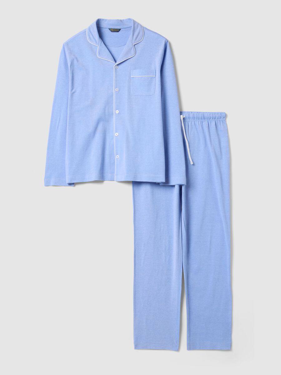 Regular fit blue pure cotton pyjamas_4
