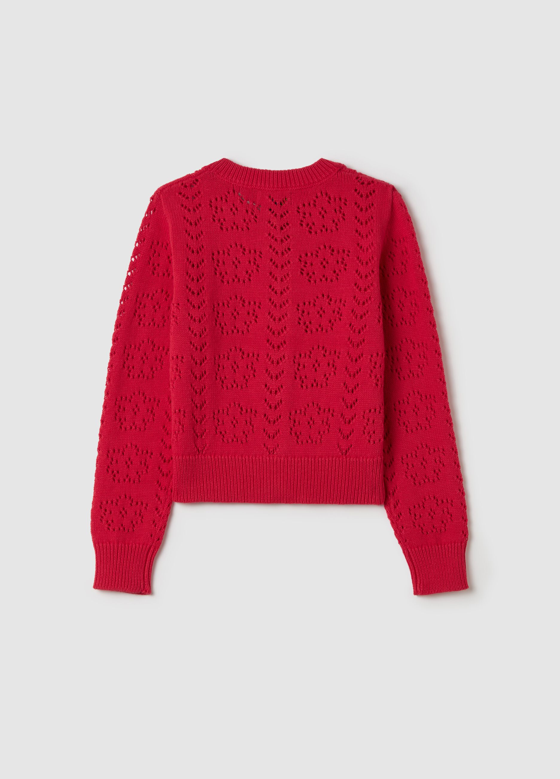 Cotton cardigan with openwork design