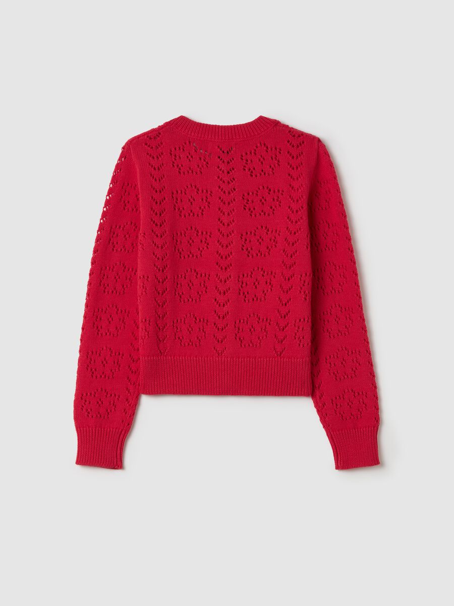 Cotton cardigan with openwork design_1