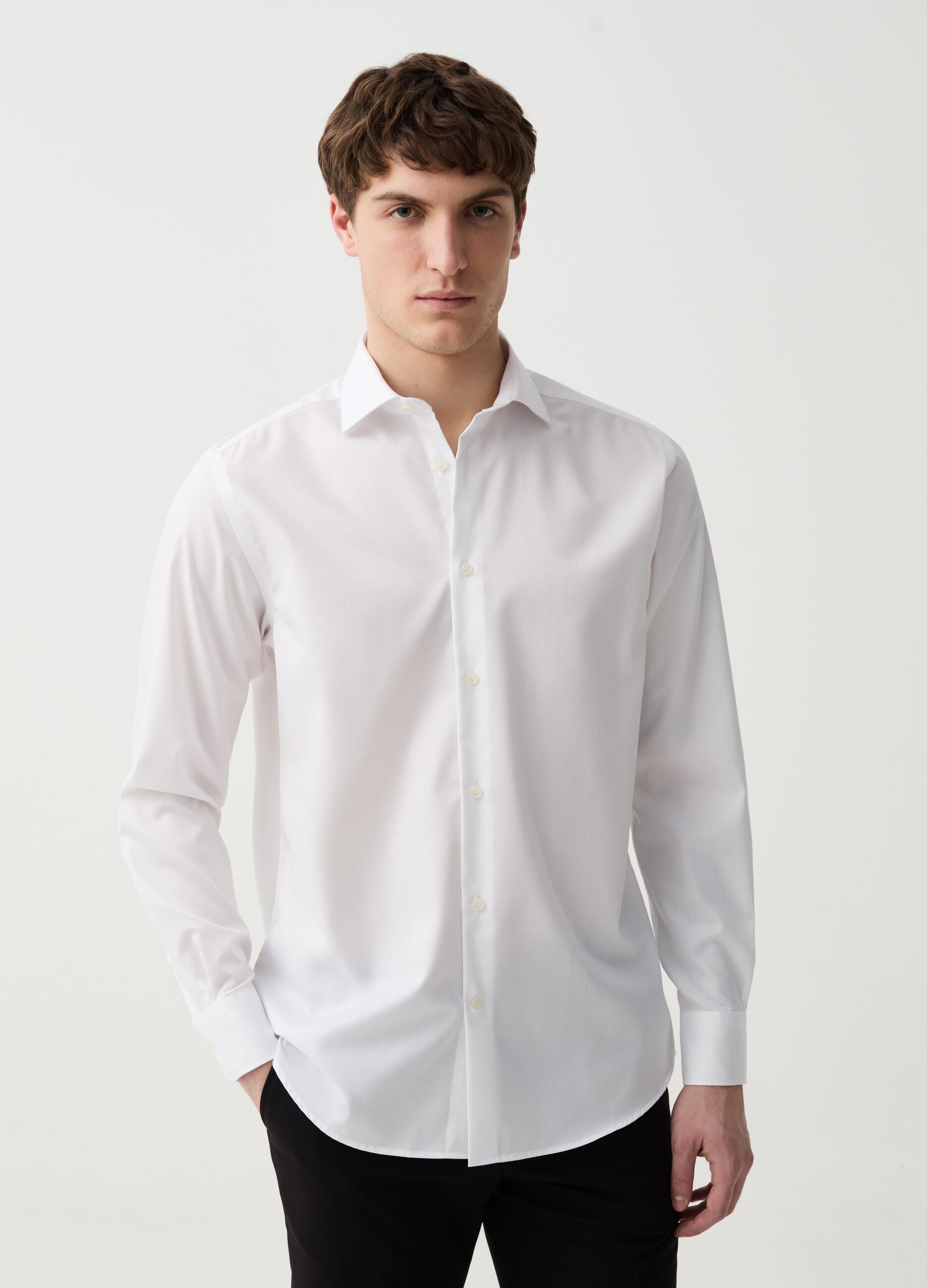 Regular-fit shirt in no-iron cotton