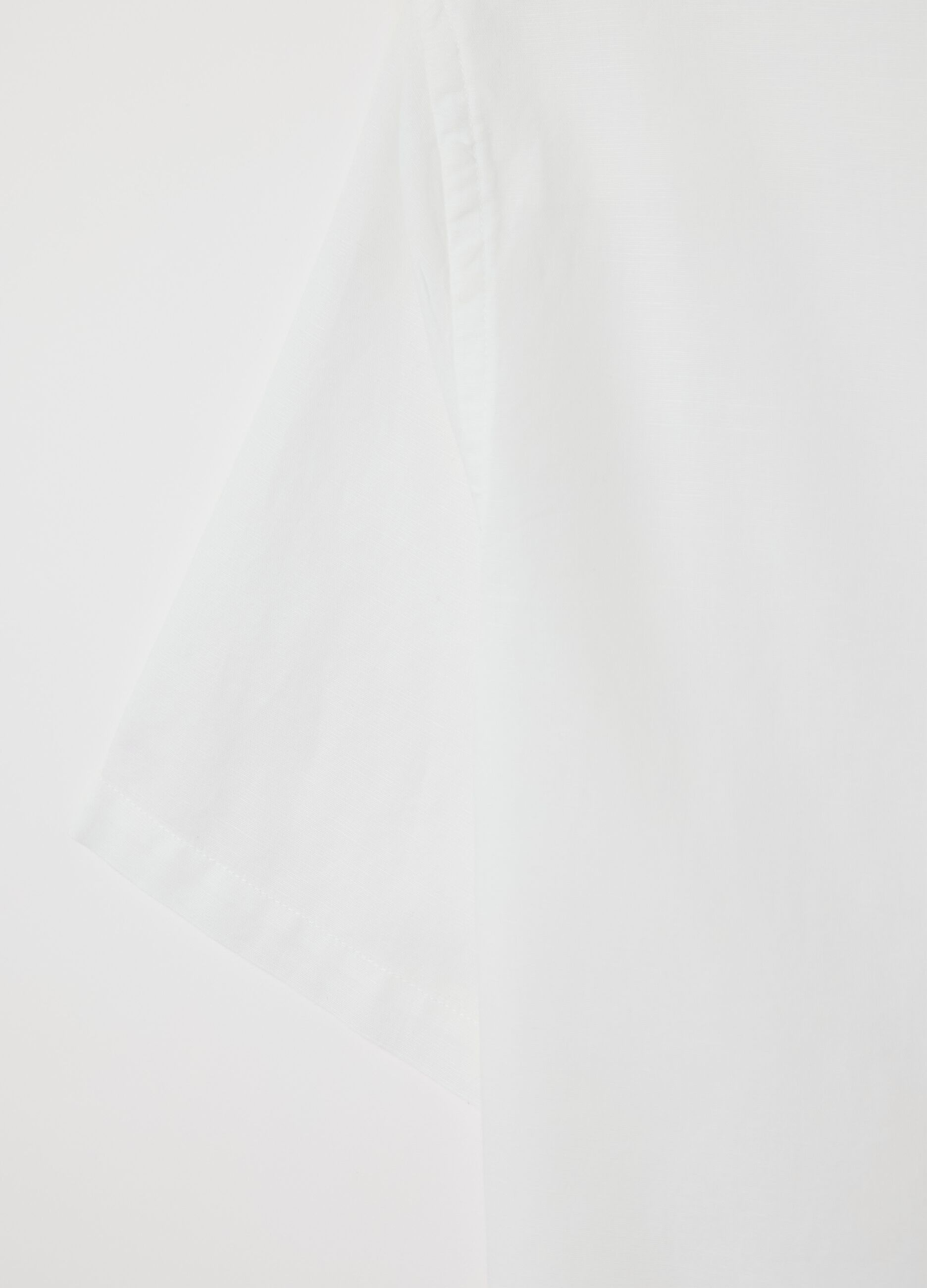 Mandarin shirt in cotton and linen with short sleeves