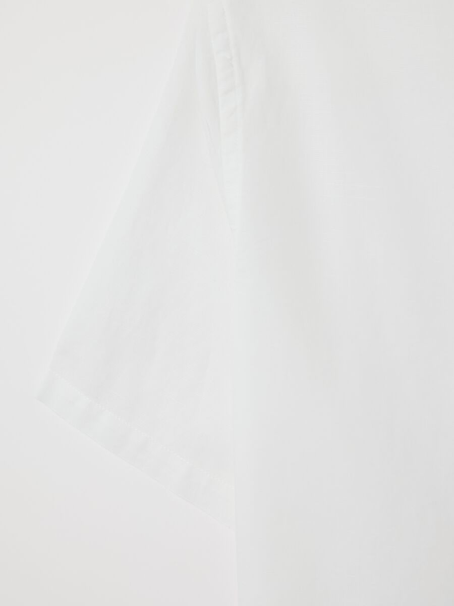 Mandarin shirt in cotton and linen with short sleeves_5