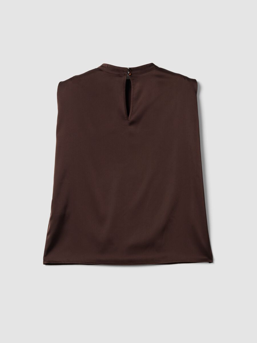 Brown sleeveless top in stretch fabric_5